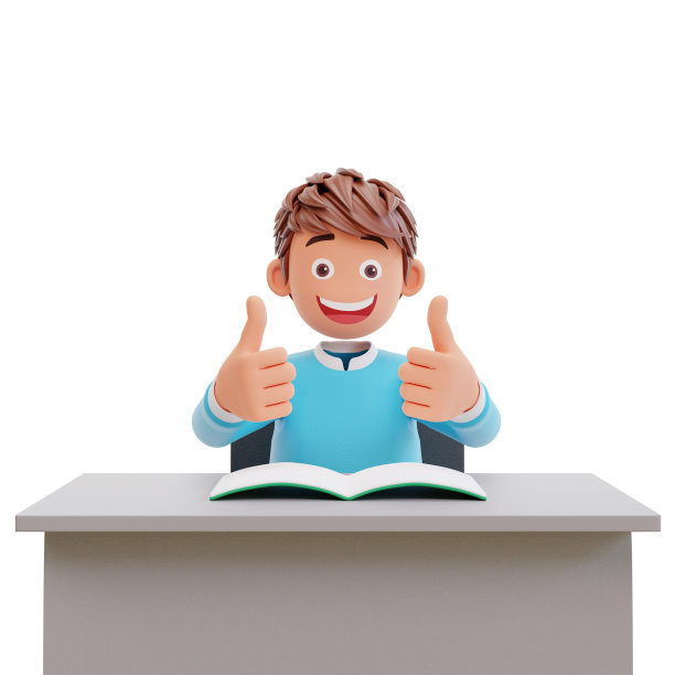 3d插图卡通人物可爱的男孩在教室图片下载