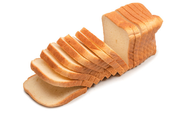 美味的面包片孤立在白色背景，俯视图。图片下载