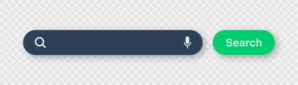 搜索栏与圆角。Internet浏览器引擎与搜索框，地址栏和文本字段。UI设计，网站界面元素与网页图标和按钮。黑暗的模式。矢量图图片下载