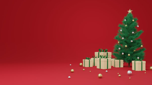 圣诞快乐，新年快乐，产品平台工作室与复制空间，产品展台，3D渲染图片下载