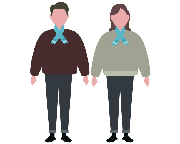 男人和女人在冬天穿着暖和的衣服。冷保护图片下载