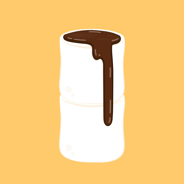 棉花糖和巧克力矢量。白色棉花糖上的巧克力。棉花糖堆栈。图片下载