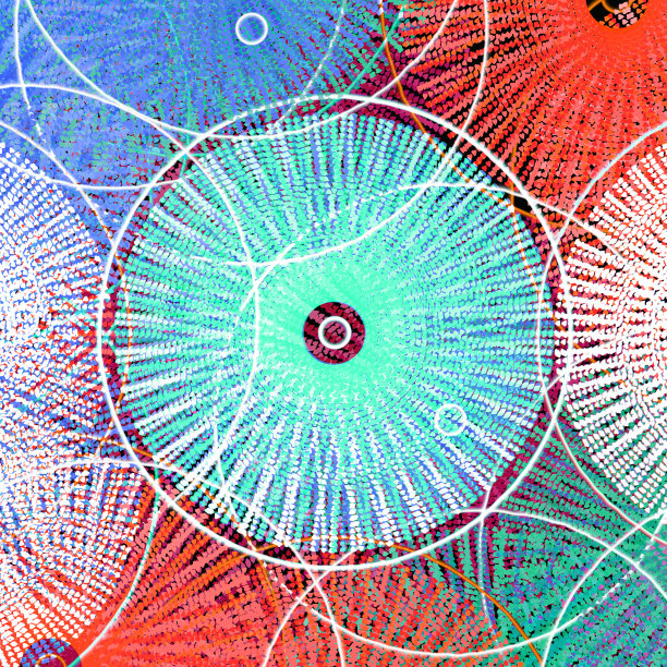 蓝色橙色粉彩螺旋心形图案风车圈抽象插图图片下载