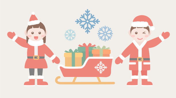 圣诞季圣诞老人孩子人物插画。图片下载