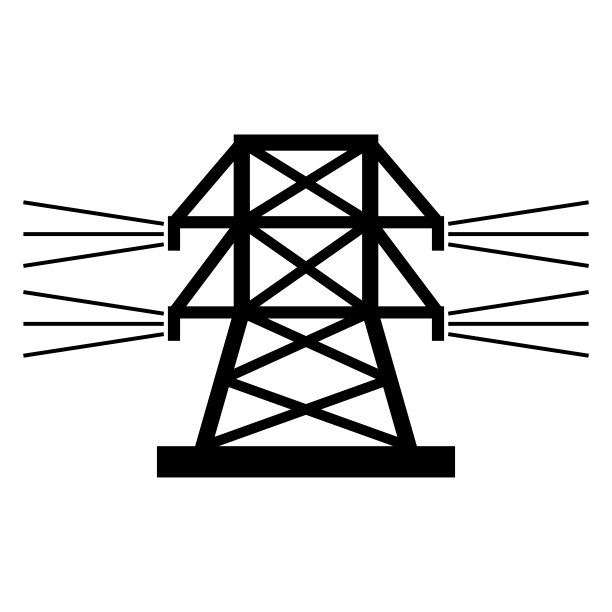 高压电力线标志。矢量电图标隔离在白色上。图片下载