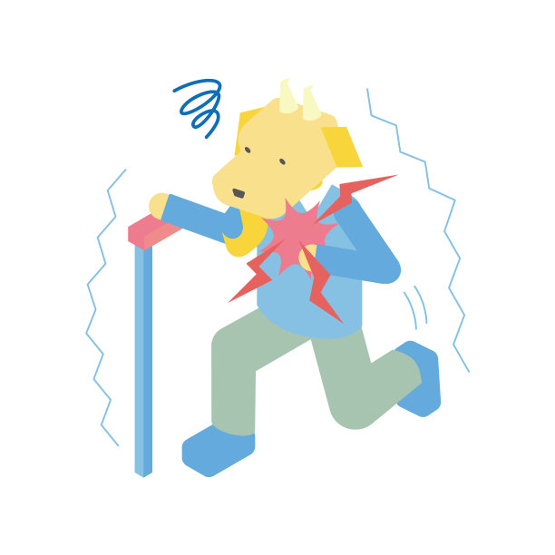 等距图，一只心脏怦怦跳的老山羊图片下载