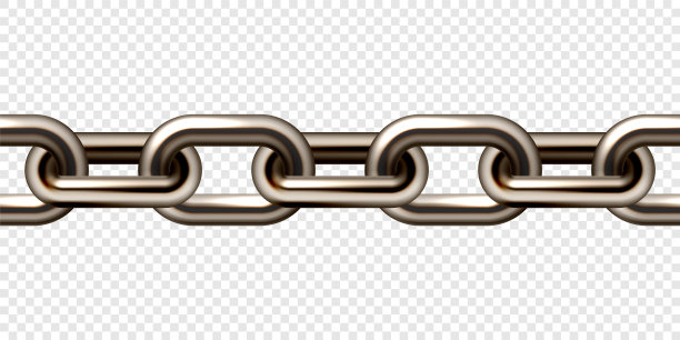 现实的棕色金属链与旧生锈的链接。工业用重型钢链。矢量图图片下载