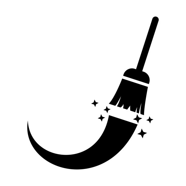 扫帚图标清洁服务图标。清洁设备和工具扁平化设计。图片下载