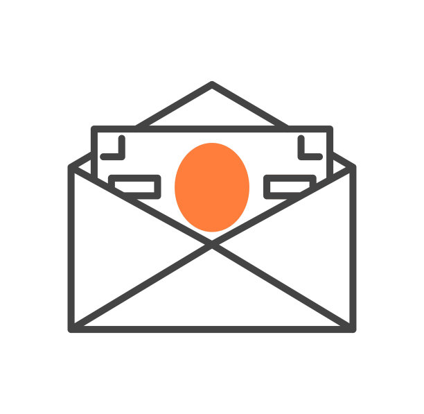 信封上印有钞票图标图片下载