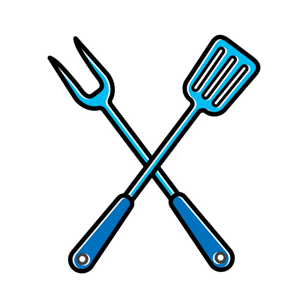 锅铲和叉子，烧烤架图片下载