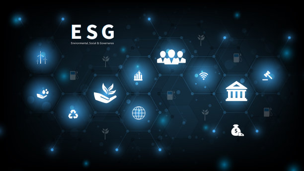 环境、社会和治理(ESG)概念。公司制定自然保护策略，并以形象图标解决环境、社会和管理问题。图片下载