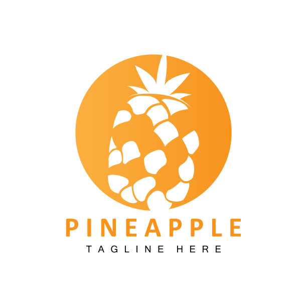 菠萝标志设计，新鲜水果矢量，种植园插图，水果产品品牌标签图片下载