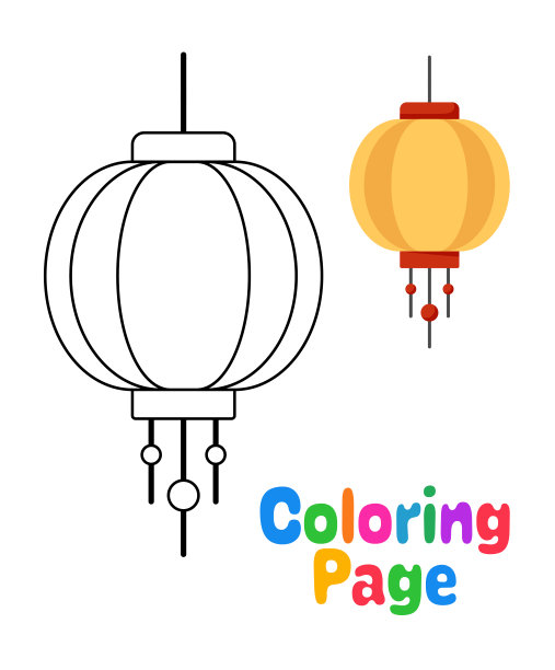 儿童彩绘页与中国灯笼图片下载