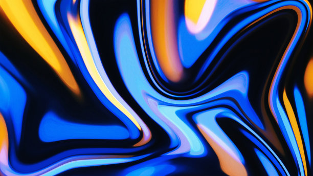 摘要液体油漆液体图画蓝色和黄色彩色图像图片下载