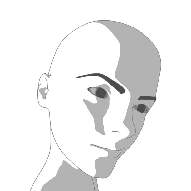 年轻女子面对前面的观点。优雅的剪影女性头部。图片下载