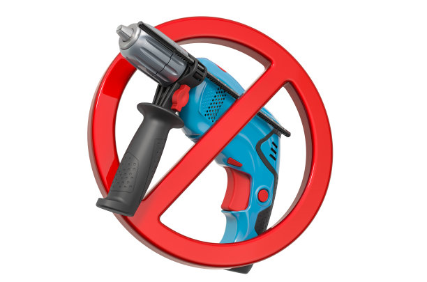 禁酒标志用电钻。三维渲染图片下载