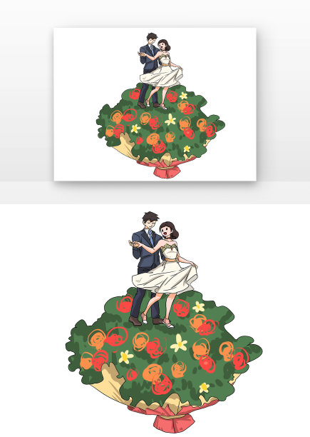 结婚情侣在花束跳舞图片下载