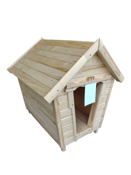 一个新的木制狗屋在一个白色的背景与剪辑路径特写图片下载