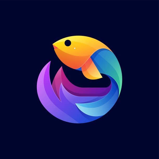 矢量插图斗鱼渐变彩色风格。图片下载