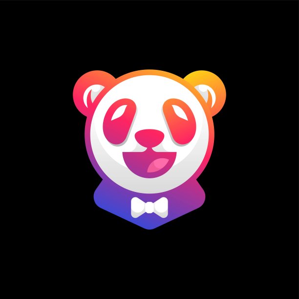 矢量插图熊猫渐变彩色风格。图片下载