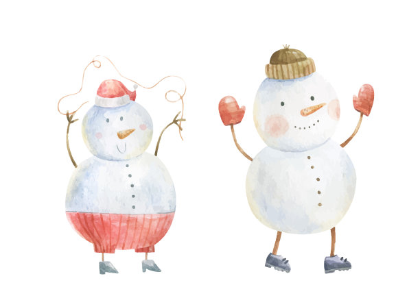 可爱的雪人，幼稚的手绘插图。圣诞艺，新年乐图片下载