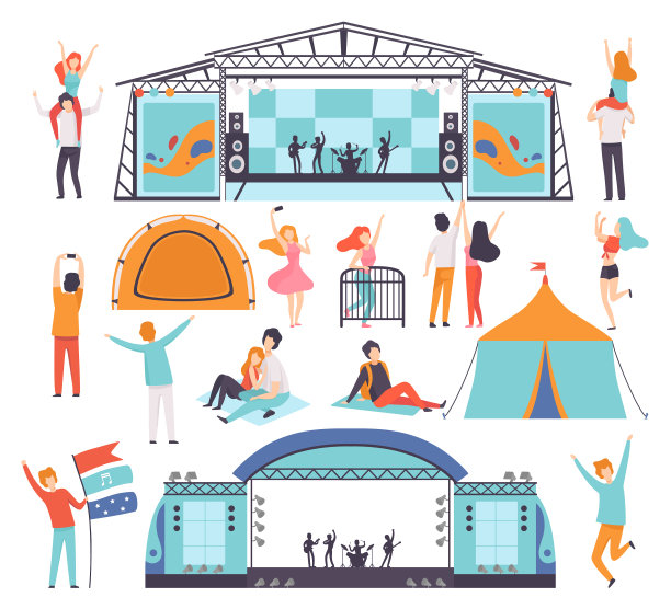 人们在音乐节上以舞台为街道图片下载