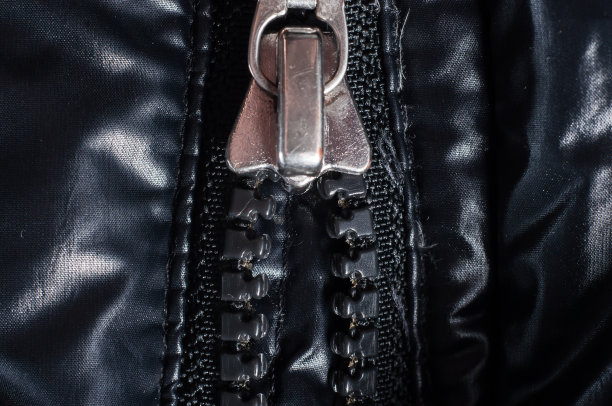 拉链扣与锁在夹克上的黑色，特写图片下载