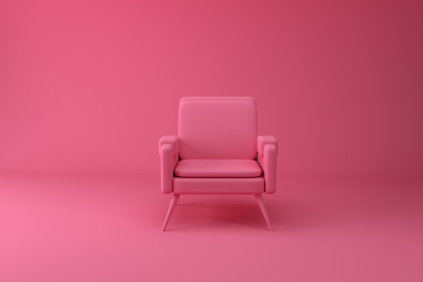 粉色背景的现代粉色扶手椅。图片下载
