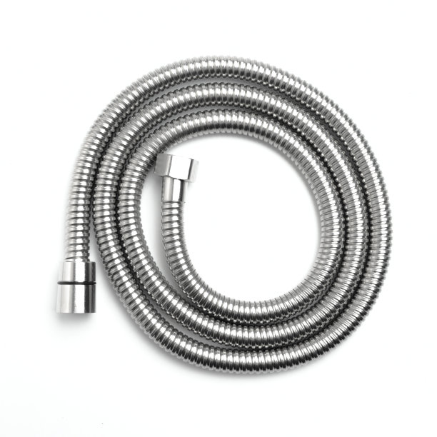 不锈钢淋浴软管隔离在白色背景图片下载