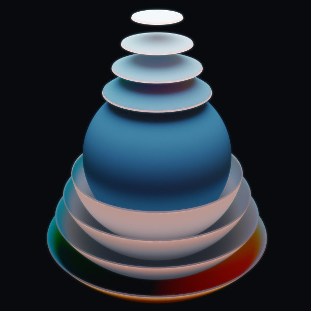 圆锥体和球体在空间中分层作为背景图片下载