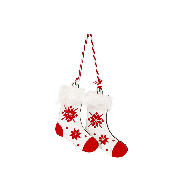 木制装饰形式的圣诞袜图片下载