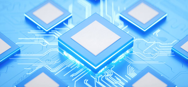 赛博朋克AI的3D渲染。电路板。技术背景。中央计算机处理器CPU和GPU的概念。主板数字芯片。科技背景。图片下载