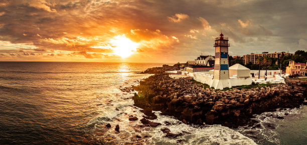 无人机拍摄灯塔，卡斯凯斯图片下载