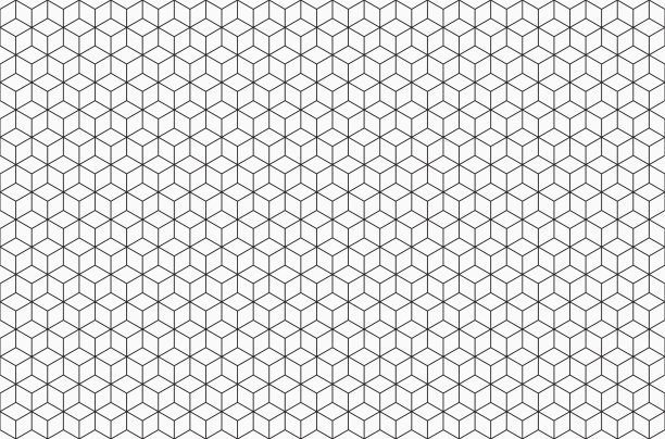 几何线条艺术背景。简单的艺术品插图的平面形状，方形段，平行四边形，菱形，六边形。豪华优质无缝模式背景，矢量在黑色和白色。图片下载
