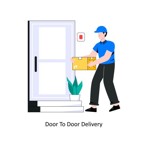 门到门交付平面风格设计矢量插图。股票插图图片下载