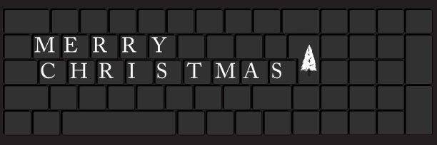 电脑键盘与快乐的圣诞文本。电子计算机设备部分的特写，键盘。图片下载