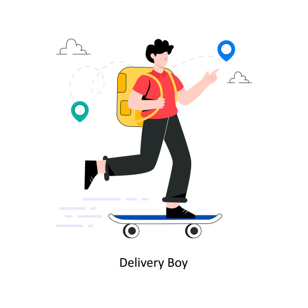 送货男孩平面风格设计矢量插图。股票插图图片下载
