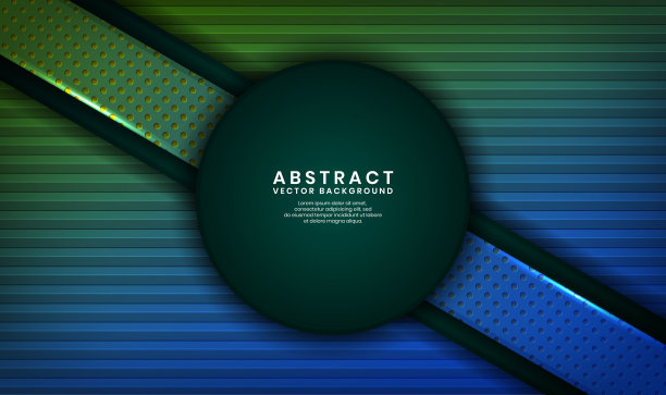三维绿蓝色几何抽象背景重叠层上暗空间与点纹理效果装饰。图形设计元素镂空风格的概念旗帜，传单，封面，卡片或着陆页图片下载