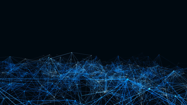抽象的未来主义与蓝色背景上的连接线。丛结构。科学概念，商业，通信，医疗，技术，网络，网络，科幻。插图。图片下载