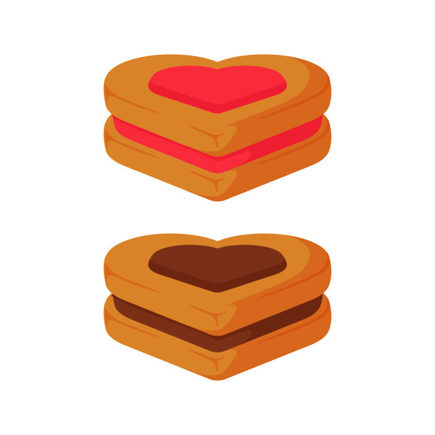 饼干插图设计与奶油各种口味图片下载