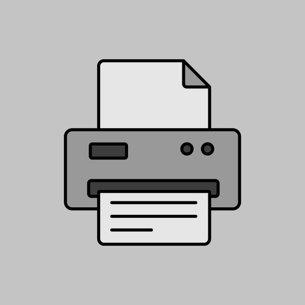 打印机矢量轮廓灰度图标。办公室签署图片下载