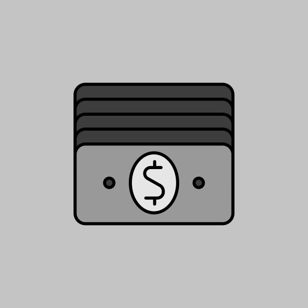 货币轮廓灰度图标，商业标志图片下载