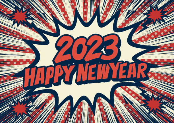 圣诞快乐和新年快乐复古排版流行艺术背景，爆炸的漫画风格。图片下载