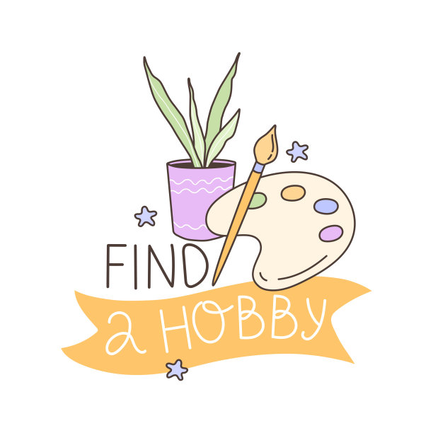 手写体——培养一个爱好。绘画或室内植物都是可能的放松爱好。心理健康。自我保健。向量。图片下载