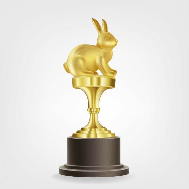 奖杯是一只金兔子的形状。图片下载