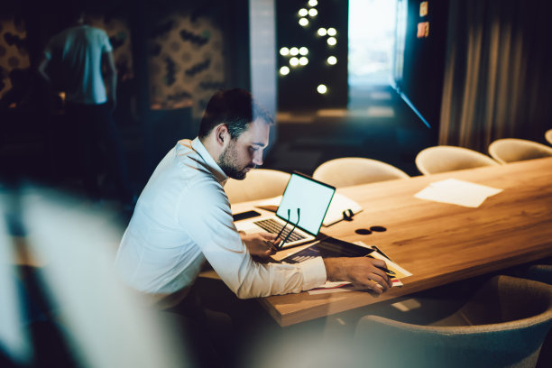 年轻的商人在会议室工作图片下载