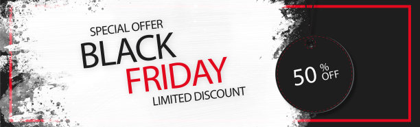 现代黑色星期五水平横幅与白色图片下载