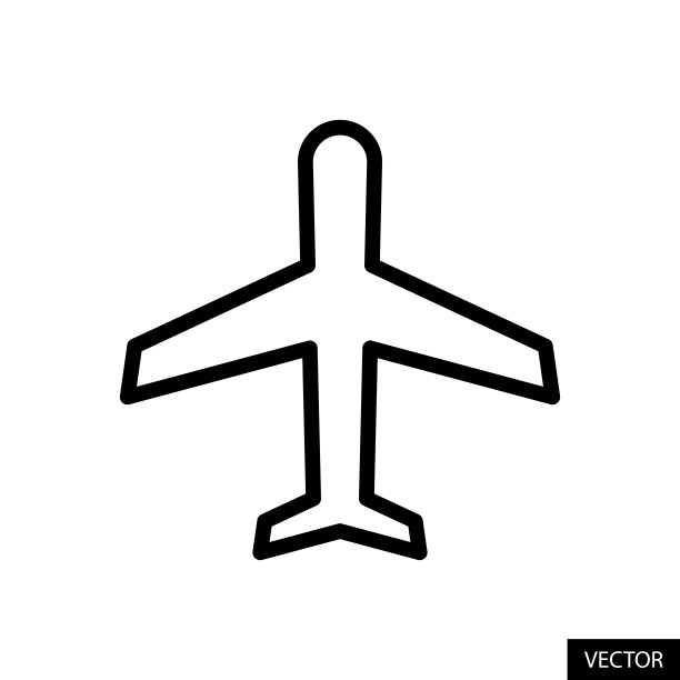 飞行模式，飞机，飞机，飞行矢量图标在白色背景上孤立的线条风格设计。可编辑的中风。图片下载
