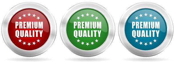 优质矢量图标集。红色，蓝色和绿色银色金属网按钮铬边框图片下载