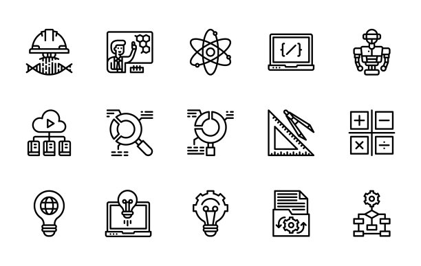 Stem教育图标矢量插图，教育，科学，技术，工程，数学图片下载